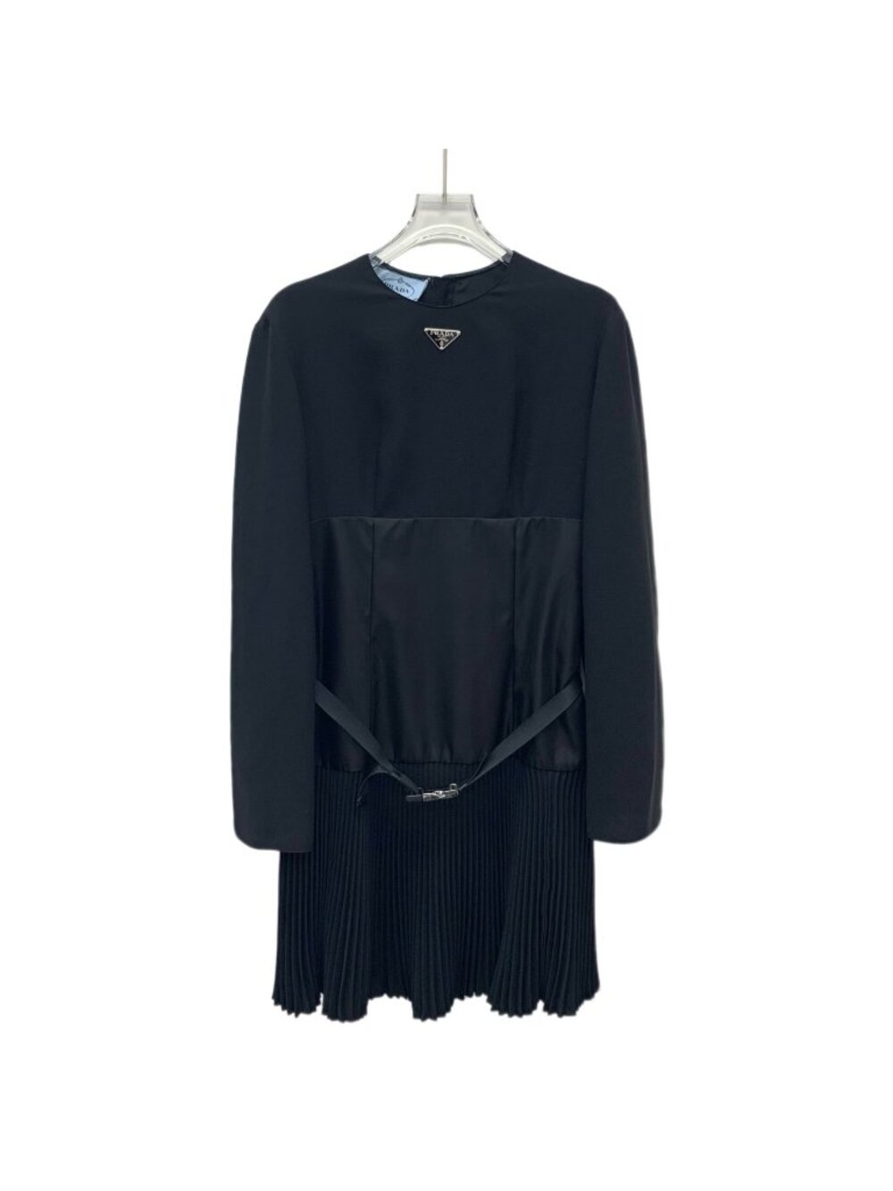 Prada Black Long-Sleeve Belted Dress
